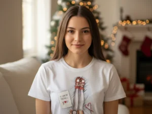 Remeras dama. Blancas Con Motivos De Navidad