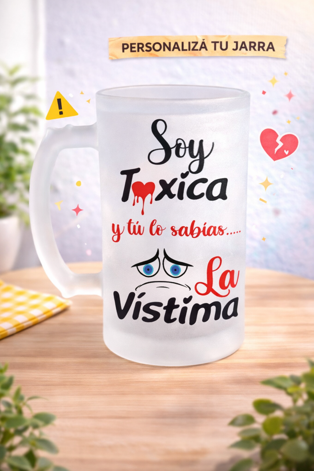 🍺 Jarra de vidrio esmerilado personalizada – 16oz (475cc) - Imagen 6