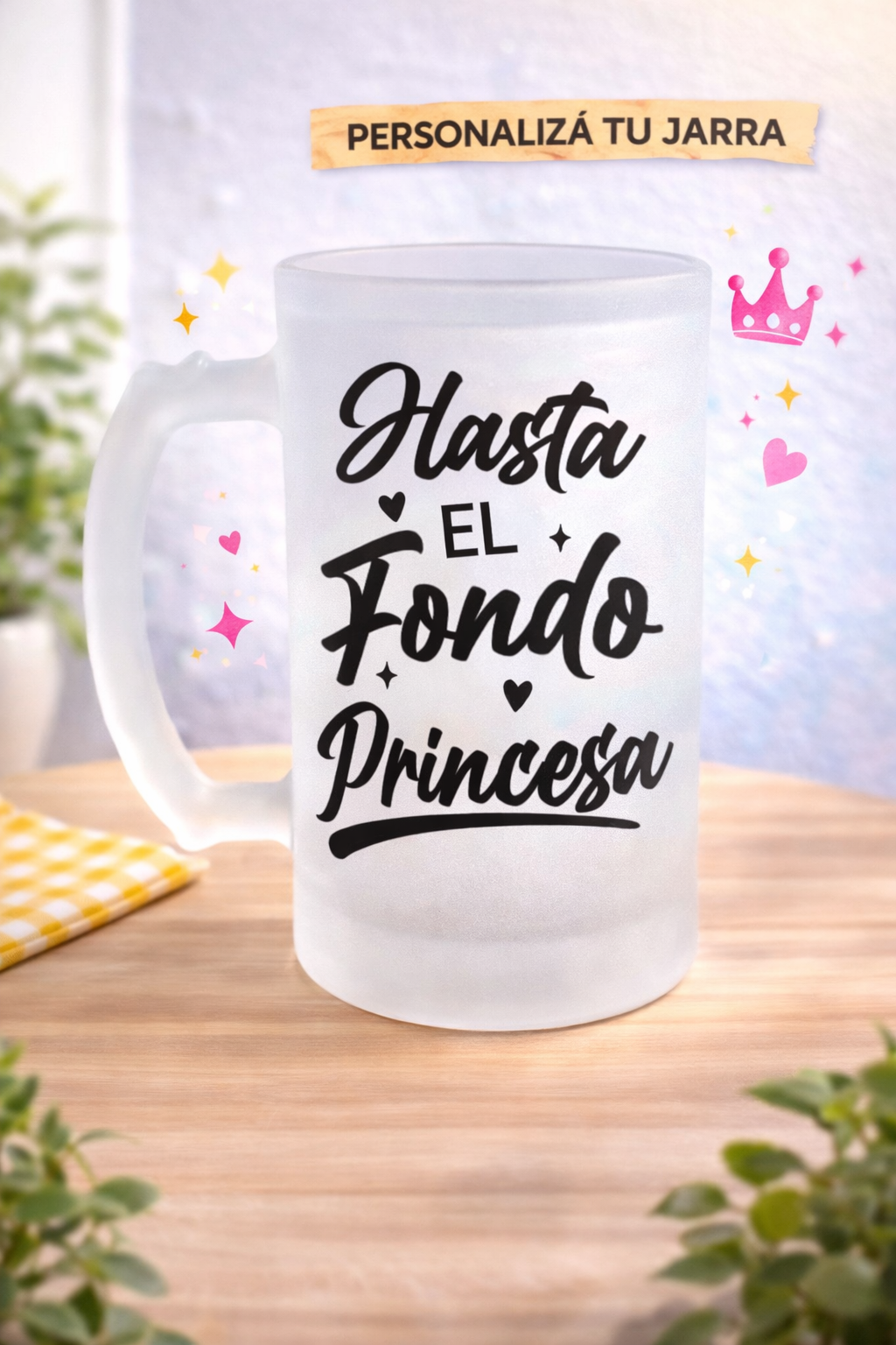🍺 Jarra de vidrio esmerilado personalizada – 16oz (475cc) - Imagen 7